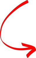 Red Ink Line Drawing of Arrow vector
