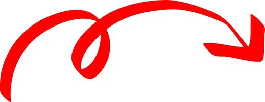 Curved Red Arrow with Hand Ink Lines vector