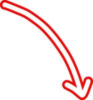 Rough Red Arrow Outline With Sketchy Lines vector