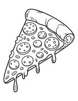 Pizza slice with cheese and toppings on a white background vector