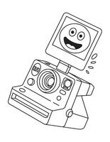 Happy Polaroid Camera Outline Drawing vector