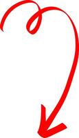 Red Ink Hand Arrow with Pointed Tip vector