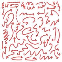 Arrow Red Color Hand Drawn Set vector