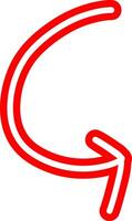 Outlined Red Arrow In Sketch vector