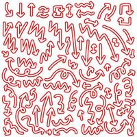 Arrow red color hand drawn style bundle set vector