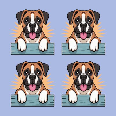 set of dog puppies with head illustration
