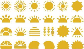 Sun and Star Silhouette Icons Collection vector