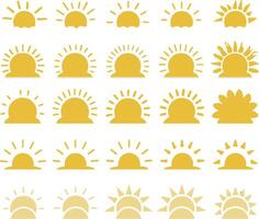 sun icons set Sun and Star Silhouette Icons vector