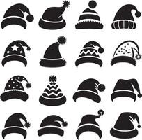 set of hats for Christmas icons black white set for Santa Claus vector