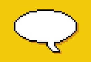 Round Pixelated Speech Bubble On Yellow Background Illustration vector