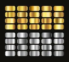 Gold Silver Shiny Metallic Gradient Swatch Set Illustration vector
