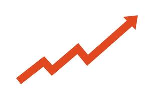 Growth Arrow Going Up Flat Red Progress Icon Isolated Illustration vector