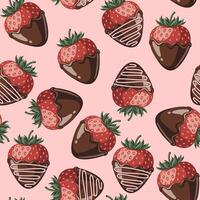 Chocolate dipped strawberries seamless pattern for background fabric decoration vector
