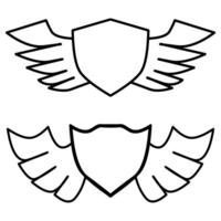 Hand drawn simple winged shield vector