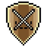 Shield with pixel art style vector
