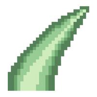 Aloe vera leaf cutout with pixel art isolated on white background vector