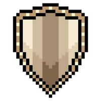 Shield with pixel art isolated on white background vector