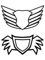 Simple shield with hand drawn wings vector
