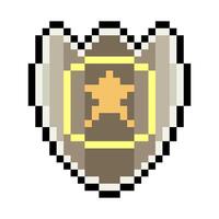 Shield in pixel art style isolated on white background vector