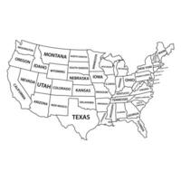 USA Map With State Name vector