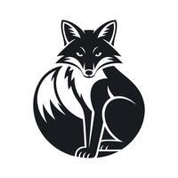 Majestic Black and White Fox Illustration in a Circular Design Perfect for Logos Branding and Graphic Designs vector