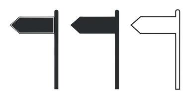 Three Simple Directional Signpost Icons Black White and Gray for Navigation vector