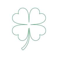 Simple Green Line Drawing of a Four Leaf Clover Isolated on White Background vector