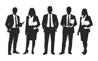 Silhouettes of a Diverse Business Team Holding Documents vector