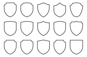Fifteen Variations of Blank Shield Outlines for Design Projects vector