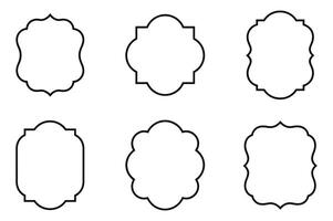 Six Elegant Ornamental Frames Black Outline Shapes for Design Projects vector