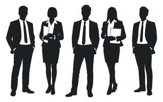Silhouettes of a Diverse Business Team Standing Together in Formal Attire vector