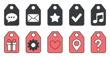 Set Simple Tags with Various Icons for Website or App Design on white background vector