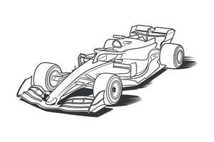 Line art illustration of a modern Formula 1 race car design showcasing speed and power vector