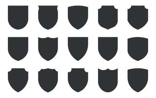 Collection of Fifteen Different Shield Shapes for Logo Design and Branding vector