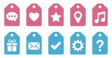 Ten Colorful Tags with Various Icons for Website or App Design vector