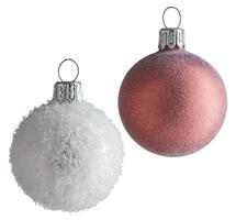 Christmas ball covered with snow with a loop for hanging cut out isolated white background with clipping path photo