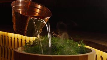 Steaming Juniper Broom In Sauna, Enjoy Fragrant Essential Oils For Relax And Recovery Energy video
