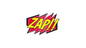ZAP Pop Art Comic Text Animation, 2D Bold Cartoon Style with Dynamic Speech Bubble, Perfect for Fun and Expressive Visuals in 4K Resolution video