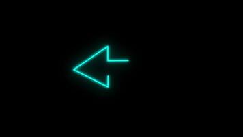 Neon Arrow Icon Animation on Black Background, 2D Bright and Modern Design in 4K Resolution video