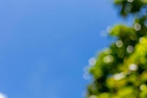 Beautiful blue sky with fluffy white clouds. photo
