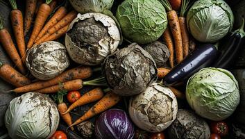 Various types of vegetables that are dry and stale. 7 photo