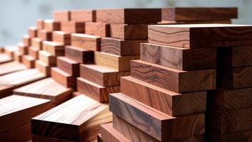 Background and texture of stack of teak wood blocks 3 photo
