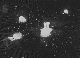 Abstract ink splatter on black background. Dirty stan smudge overlay template. Rough spatter and droplet texture graphic element. photo