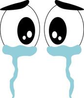 Crying eyes Illustrations design, eyebrow with crying eye, tears wet the cheeks vector