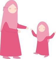 mother teaches child to walk, child walks towards mother vector