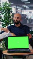 Vertical Multiethnic group using strategic thinking and copy space in startup lobby, negotiation during a meeting to reach business goals. Corporate office life with emphasis on leadership. Camera A. video