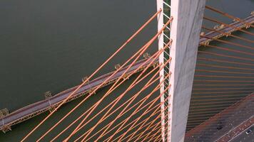 Exploring modern architecture along the river with a striking bridge video
