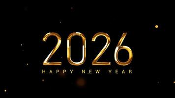 2026 Happy New Year Greeting gold text particle effect video