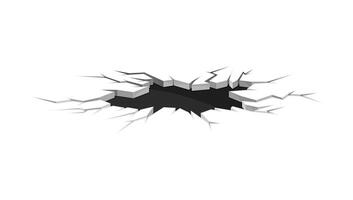 Black fractures on ice surface. Faults on ground, disaster crevices illustration vector