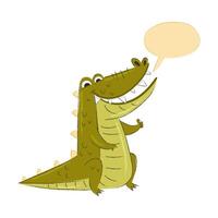 Cute Crocodile Character Showing Thumb Up with Speech Bubble Illustration vector